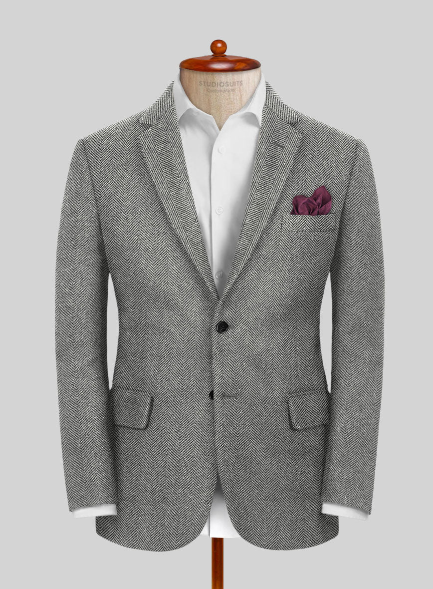 Italian Highlander Gray Herringbone Tweed Suit - StudioSuits