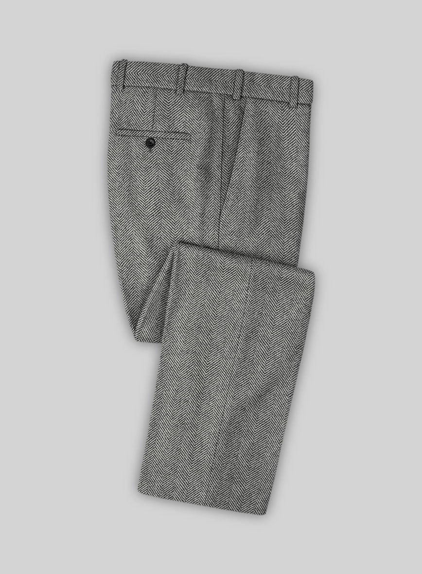 Italian Highlander Gray Herringbone Tweed Suit - StudioSuits