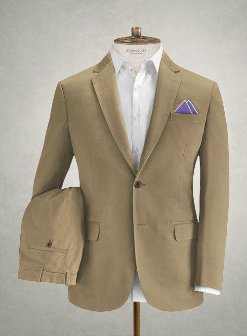 Italian Hunter Khaki Cotton Stretch Suit - StudioSuits