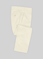 Italian Ivory Cotton Stretch Pants - StudioSuits