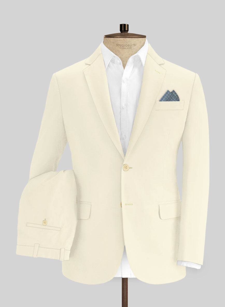 Italian Ivory Cotton Stretch Suit - StudioSuits