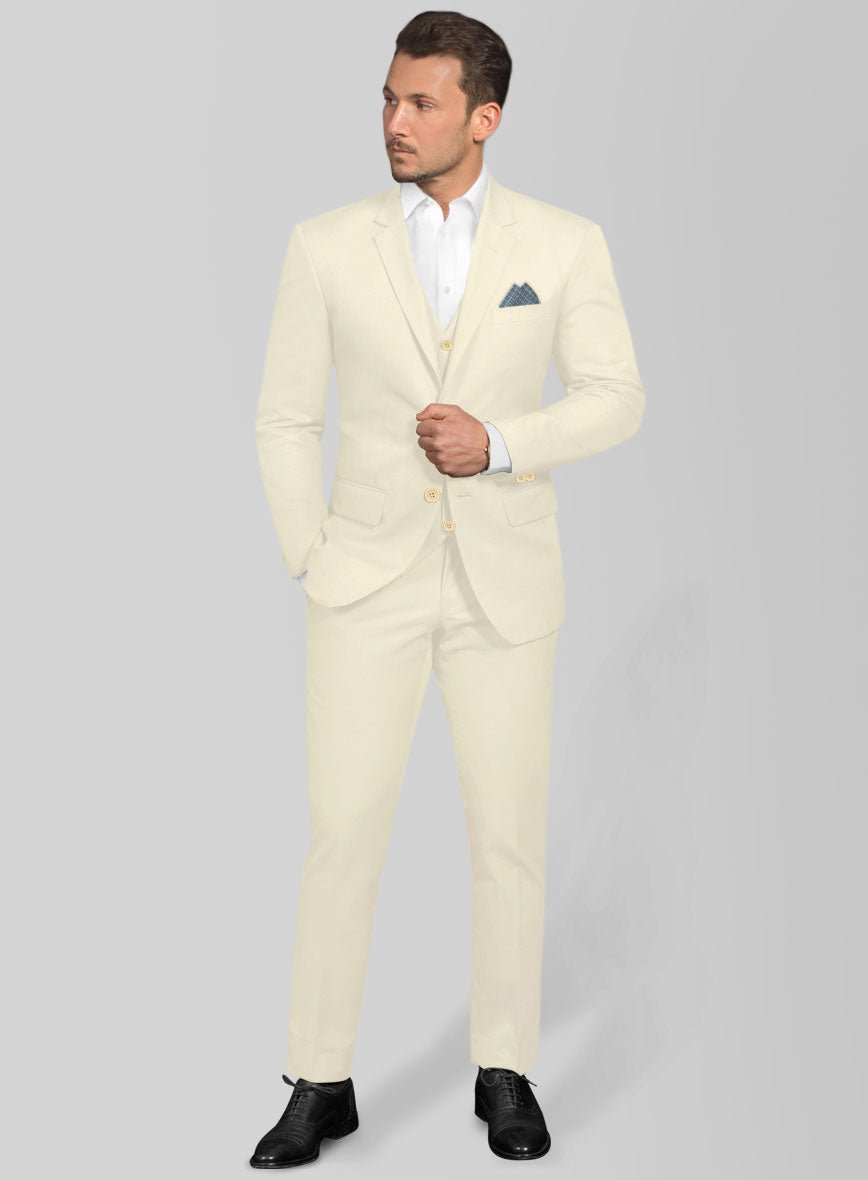 Italian Ivory Cotton Stretch Suit - StudioSuits