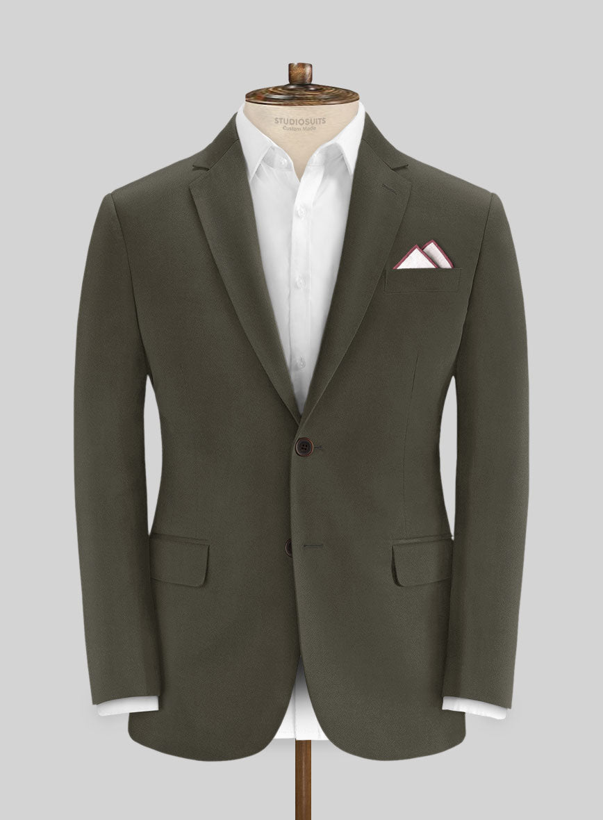 Italian Ivy Green Cotton Stretch Jacket - StudioSuits