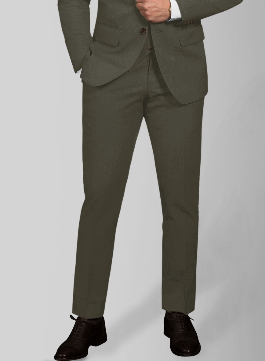 Italian Ivy Green Cotton Stretch Pants - StudioSuits