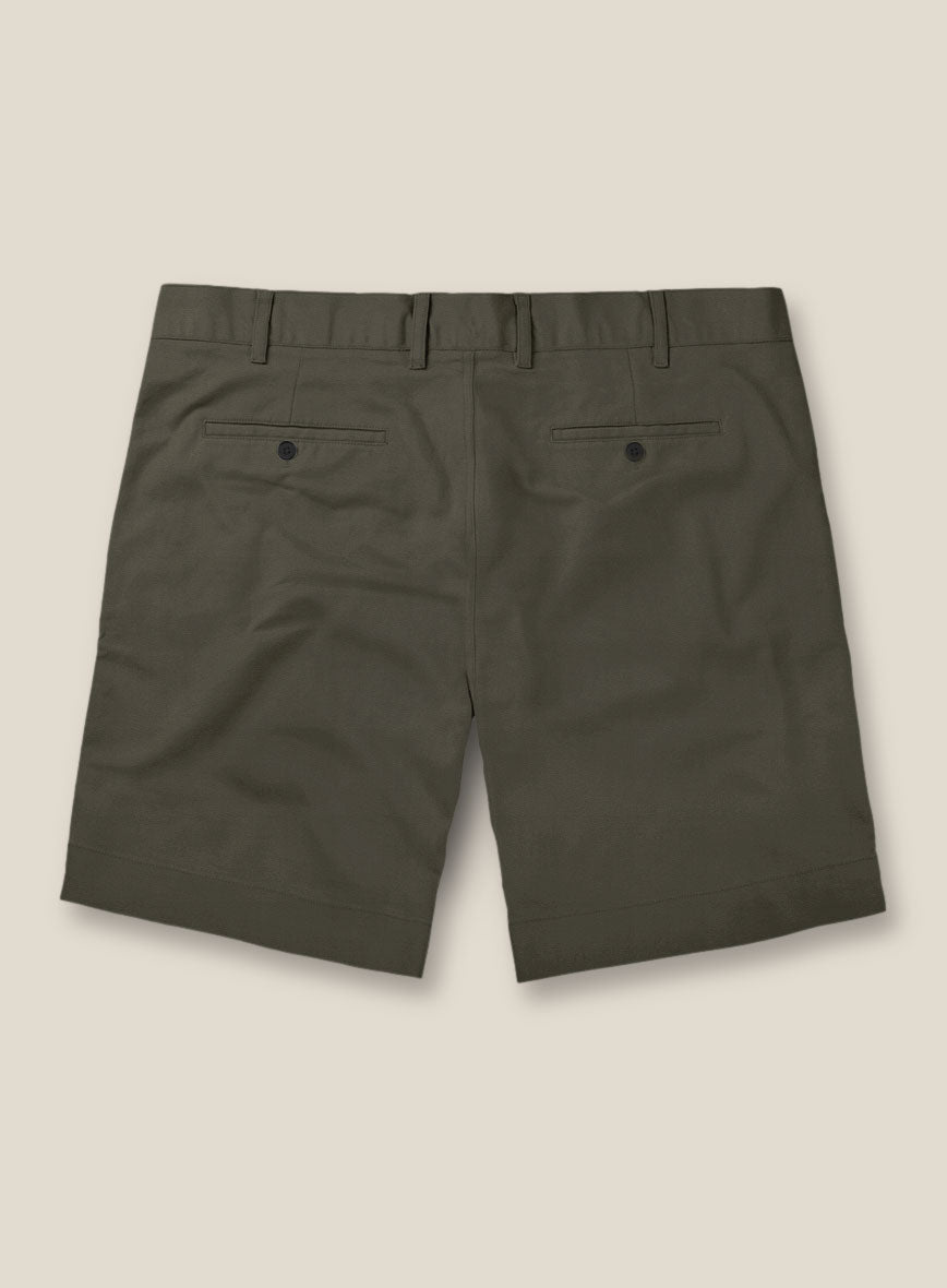 Italian Ivy Green Cotton Stretch Shorts - StudioSuits