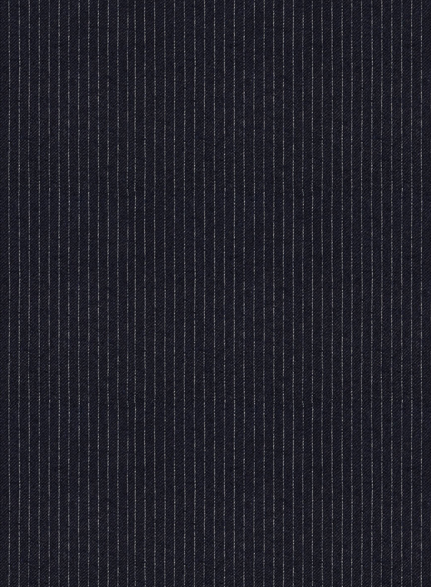 Italian Jague Blue Pinstripe Flannel Pants - StudioSuits