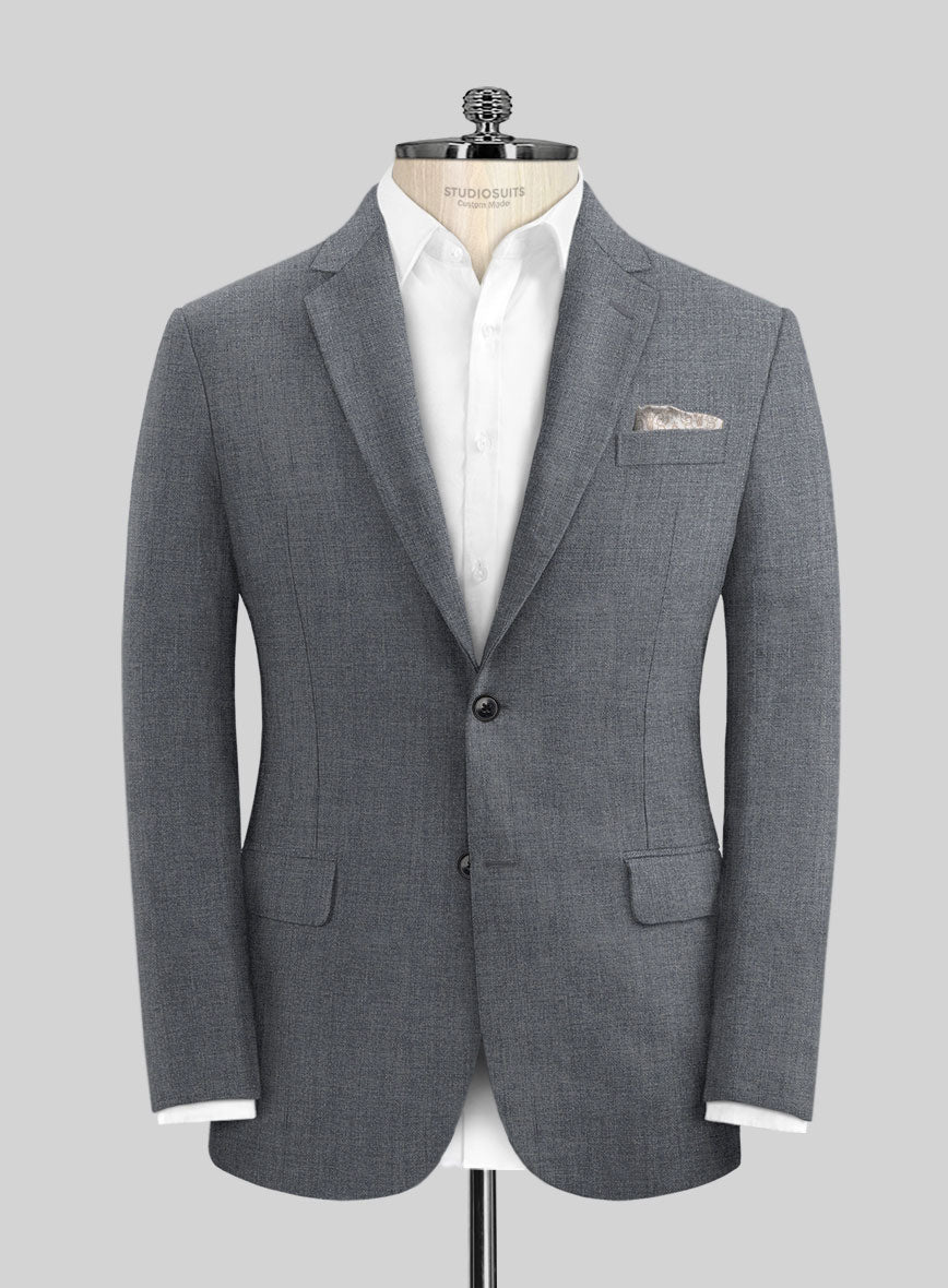 Italian Khyber Gray Blue Linen Jacket