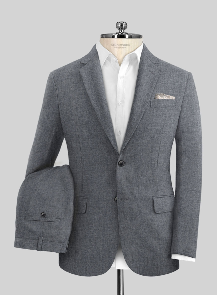 Italian Khyber Gray Blue Linen Suit - StudioSuits