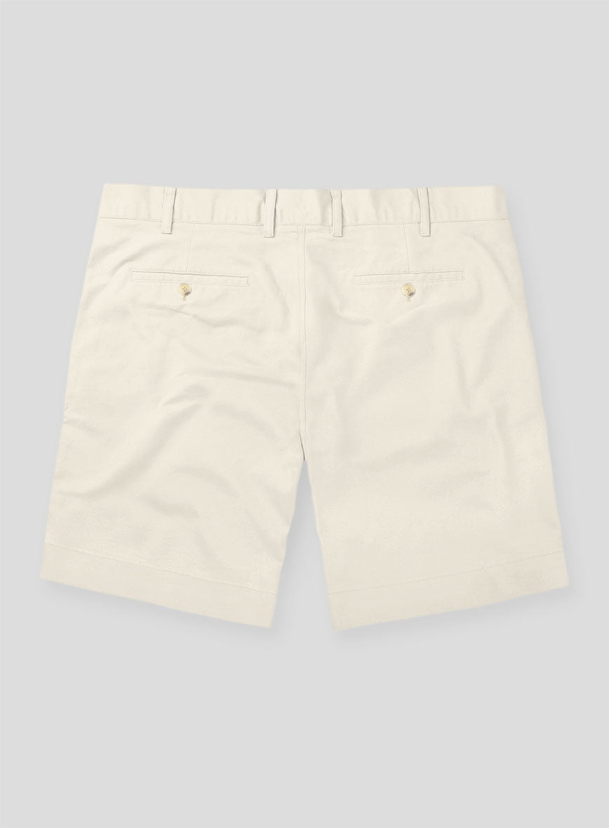 Italian Light Beige Cotton Stretch Shorts - StudioSuits