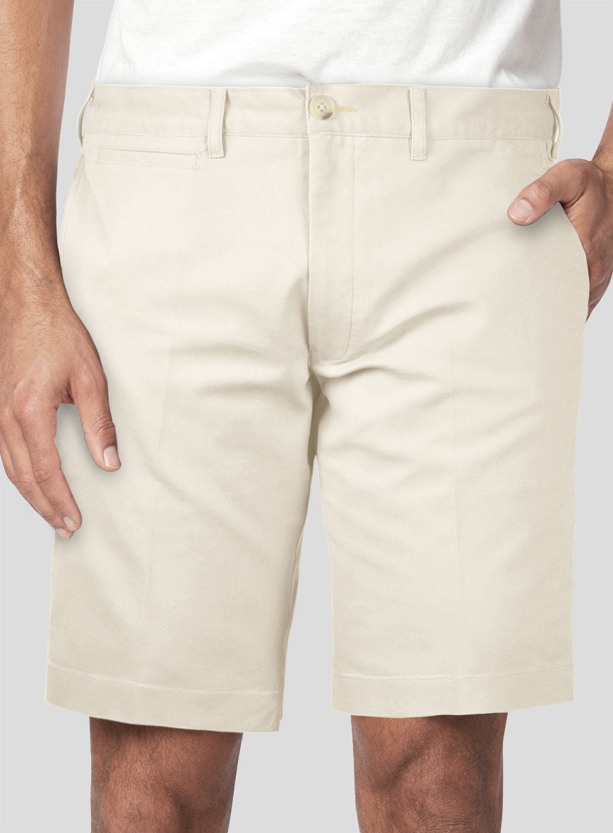 Italian Light Beige Cotton Stretch Shorts - StudioSuits