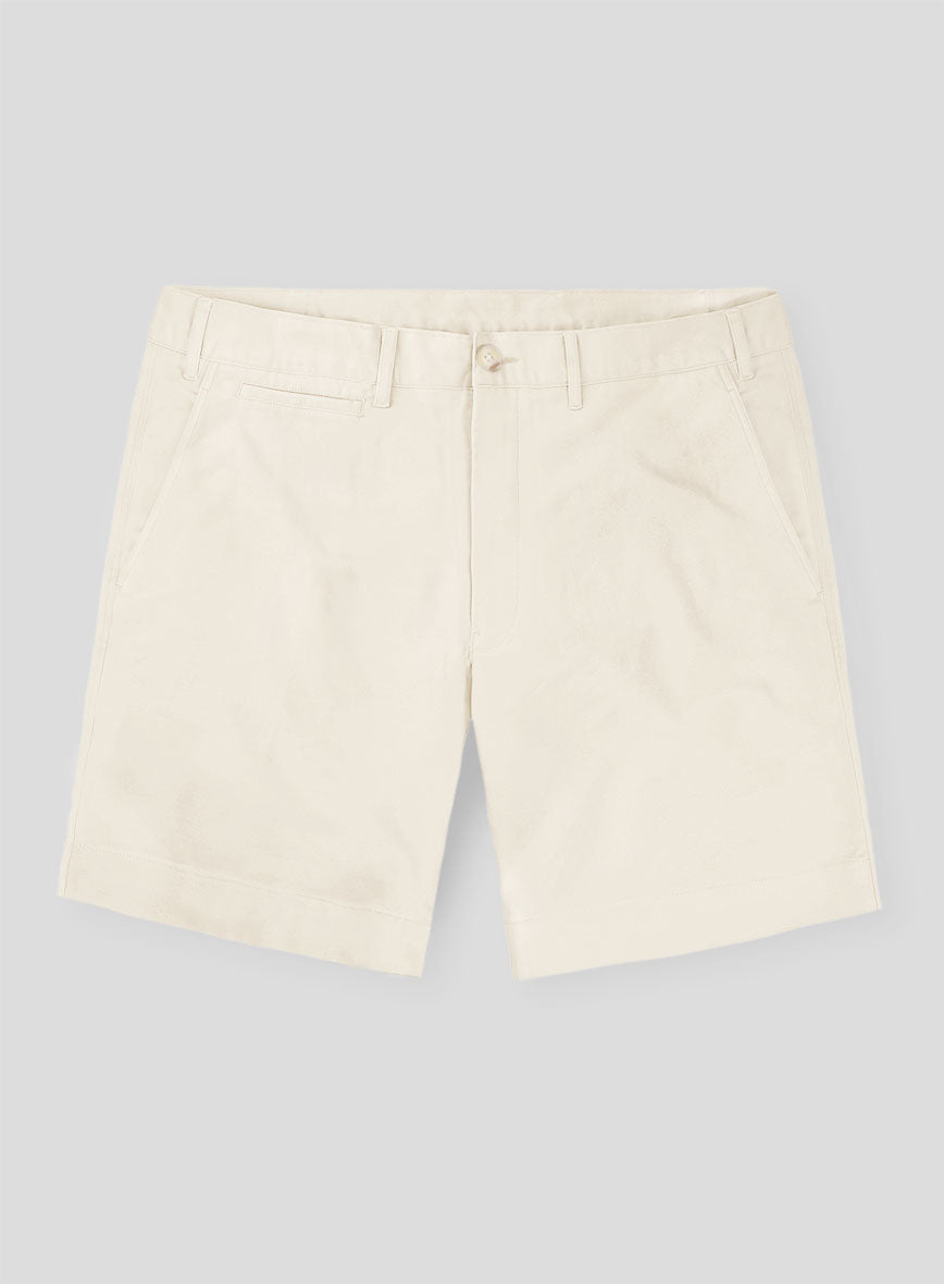 Italian Light Beige Cotton Stretch Shorts - StudioSuits