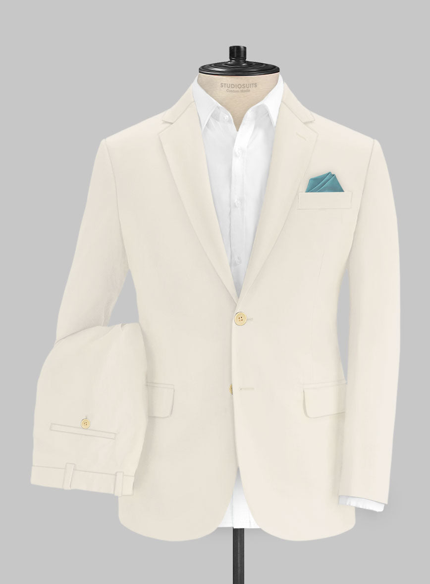 Italian Light Beige Cotton Stretch Suit - StudioSuits