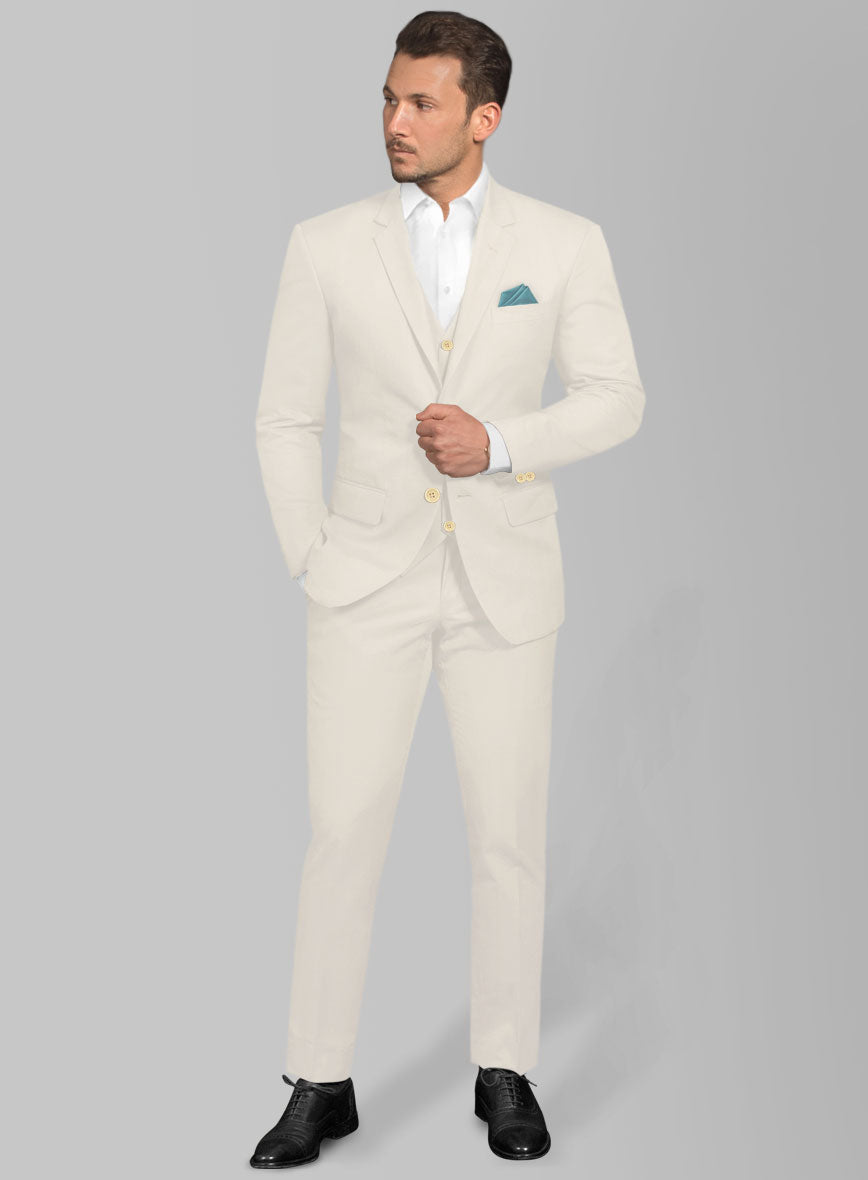 Italian Light Beige Cotton Stretch Suit - StudioSuits