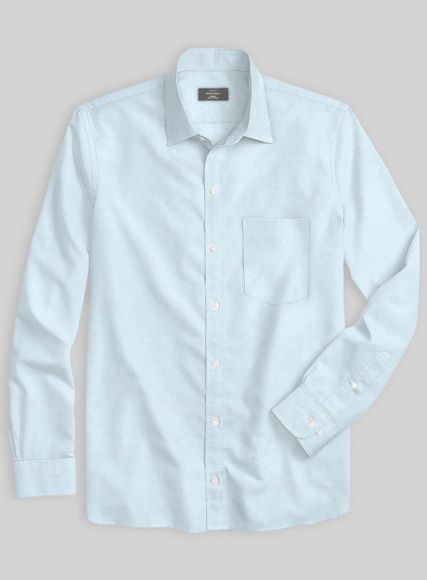 Italian Light Blue Pin Dots Shirt - StudioSuits