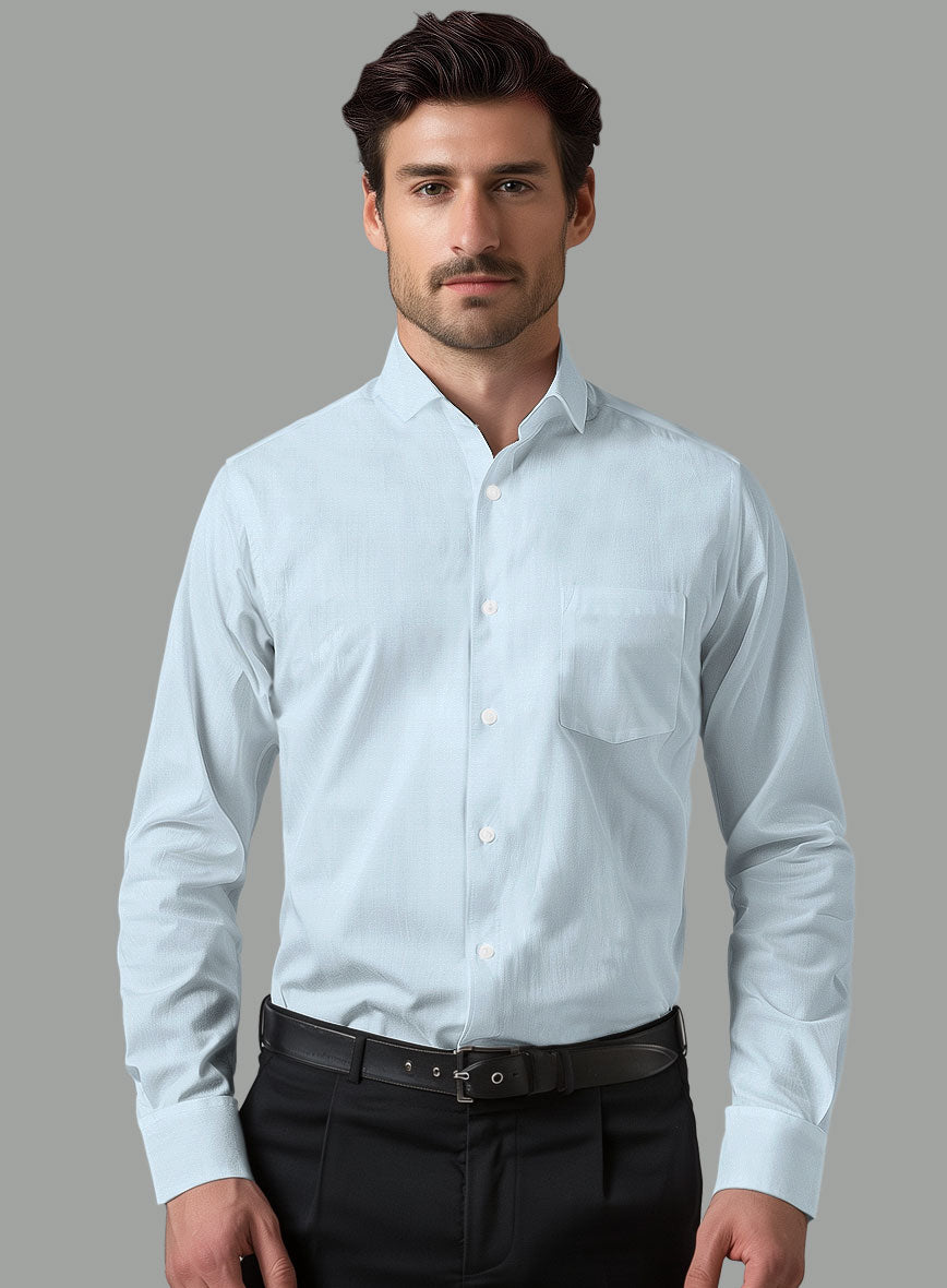 Italian Light Blue Pin Dots Shirt - StudioSuits