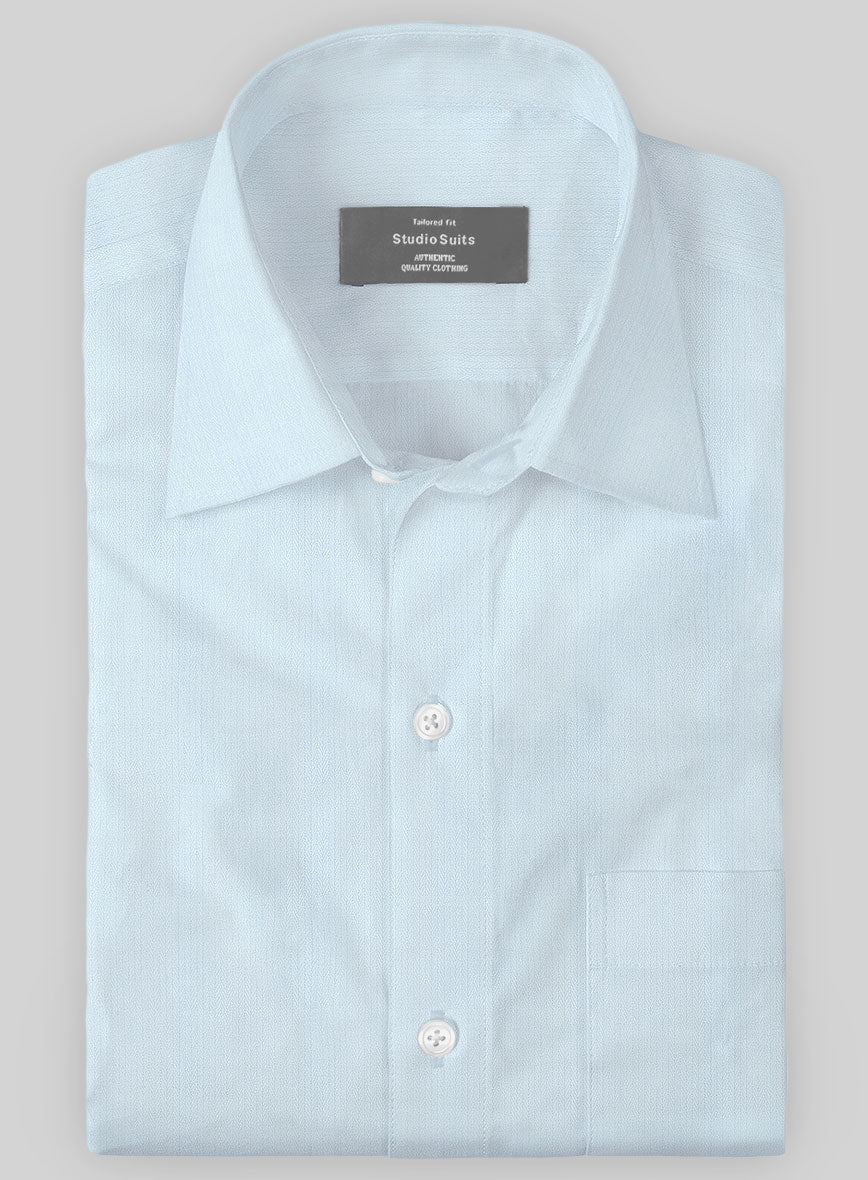 Italian Light Blue Slim Herringbone Shirt - StudioSuits