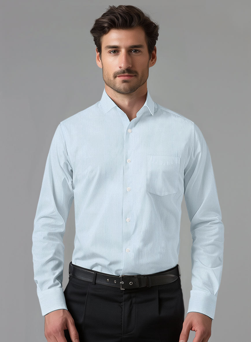 Italian Light Blue Slim Herringbone Shirt - StudioSuits