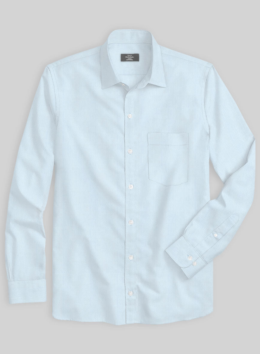 Italian Light Blue Slim Herringbone Shirt - StudioSuits