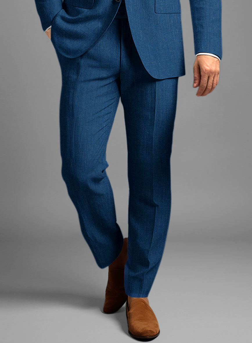 Italian Linen French Blue Pants - StudioSuits