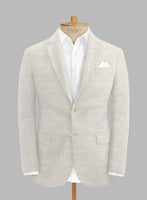 Italian Linen Herringbone Natural Beige Jacket - StudioSuits