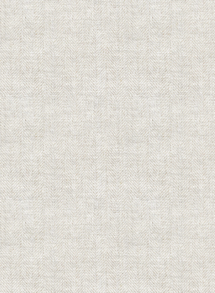 Italian Linen Herringbone Natural Beige Jacket - StudioSuits