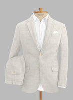 Italian Linen Herringbone Natural Beige Suit - StudioSuits