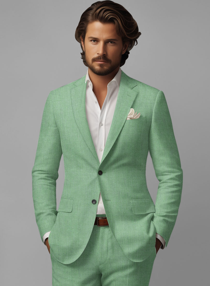 Italian Linen Mojito Green Jacket - StudioSuits