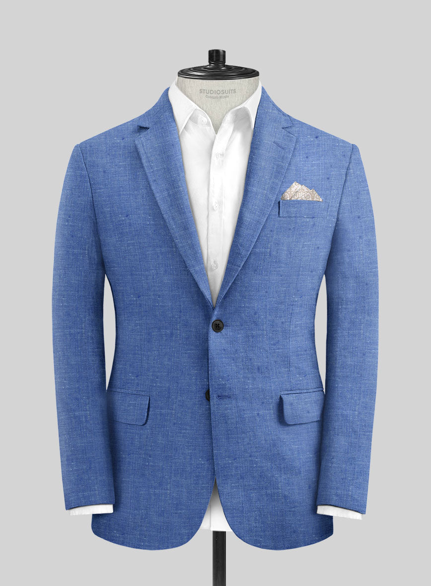 Italian Linen Smoked Blue Suit - StudioSuits