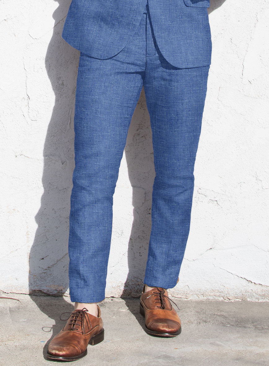 Italian Linen Smoked Blue Suit - StudioSuits