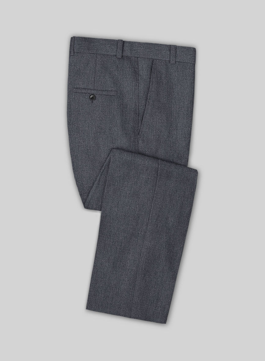 Italian Linen Zod Blue Pants - StudioSuits