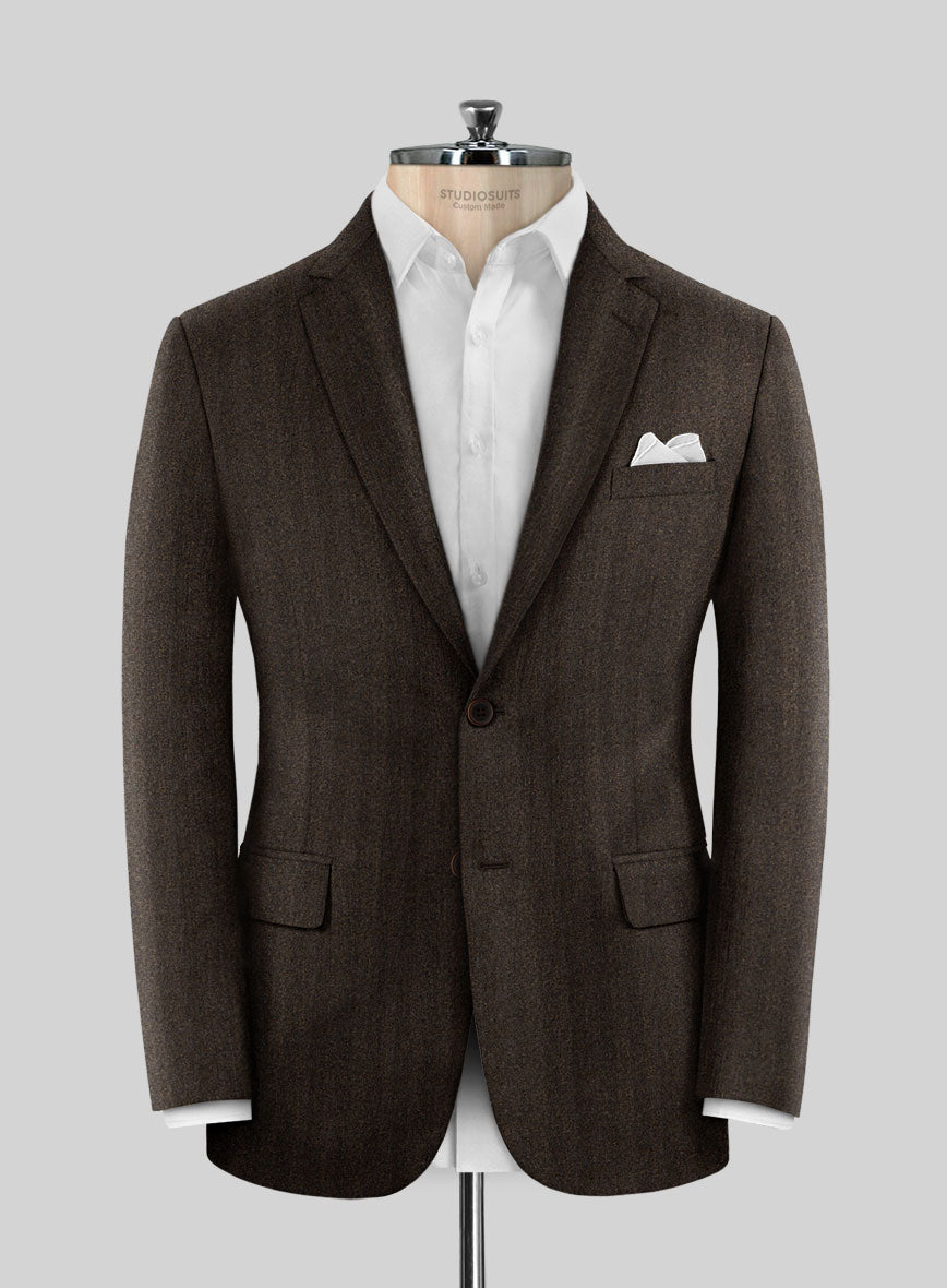Italian Melange Brown Herringbone Flannel Suit – StudioSuits