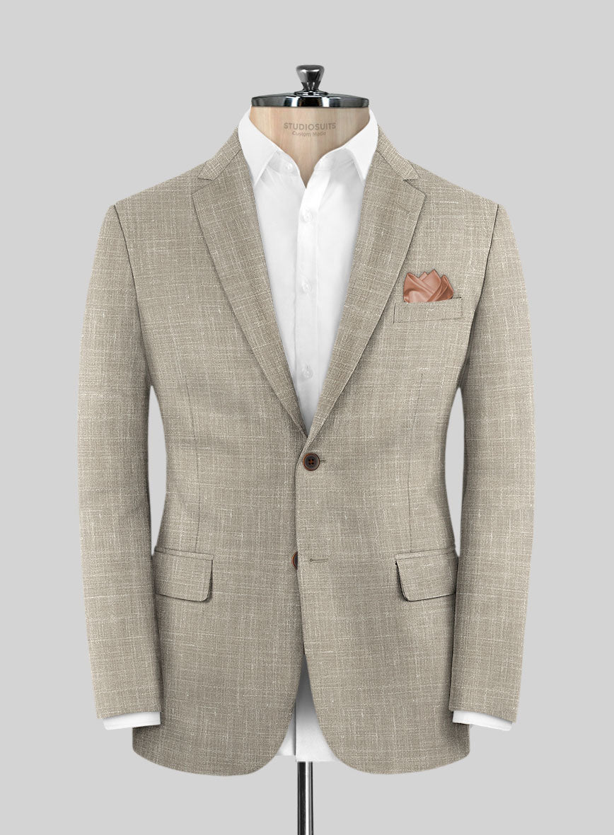 Italian Murano Beige Wool Linen Suit - StudioSuits