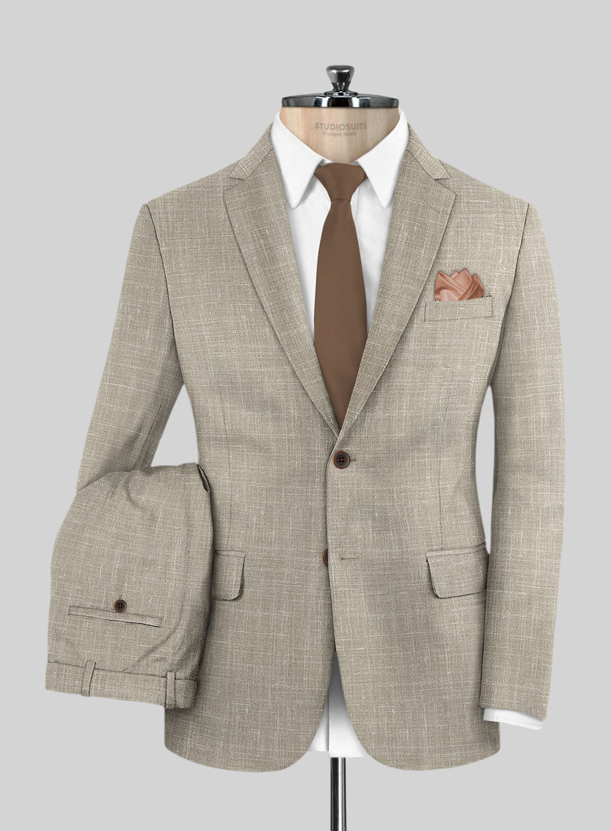 Italian Murano Beige Wool Linen Suit - StudioSuits