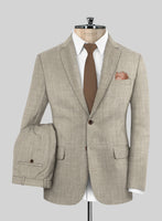 Italian Murano Beige Wool Linen Suit - StudioSuits