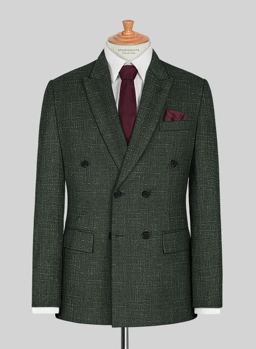 Italian Murano Bottle Green Wool Linen Jacket - StudioSuits