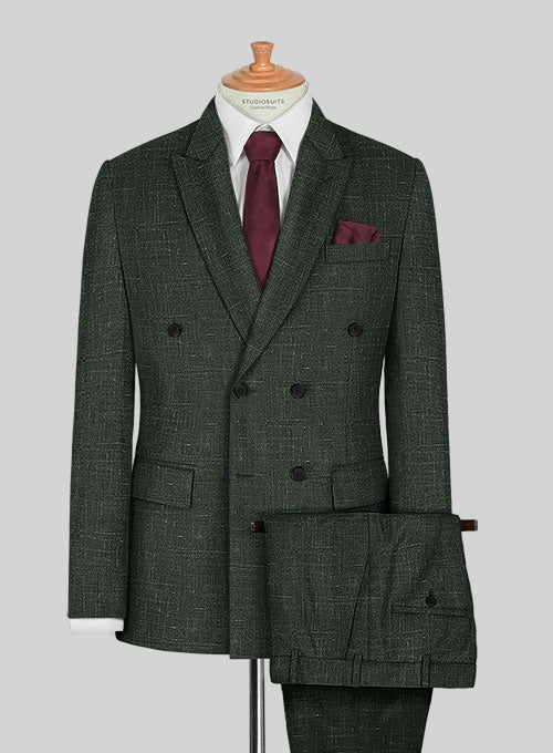 Italian Murano Bottle Green Wool Linen Suit - StudioSuits