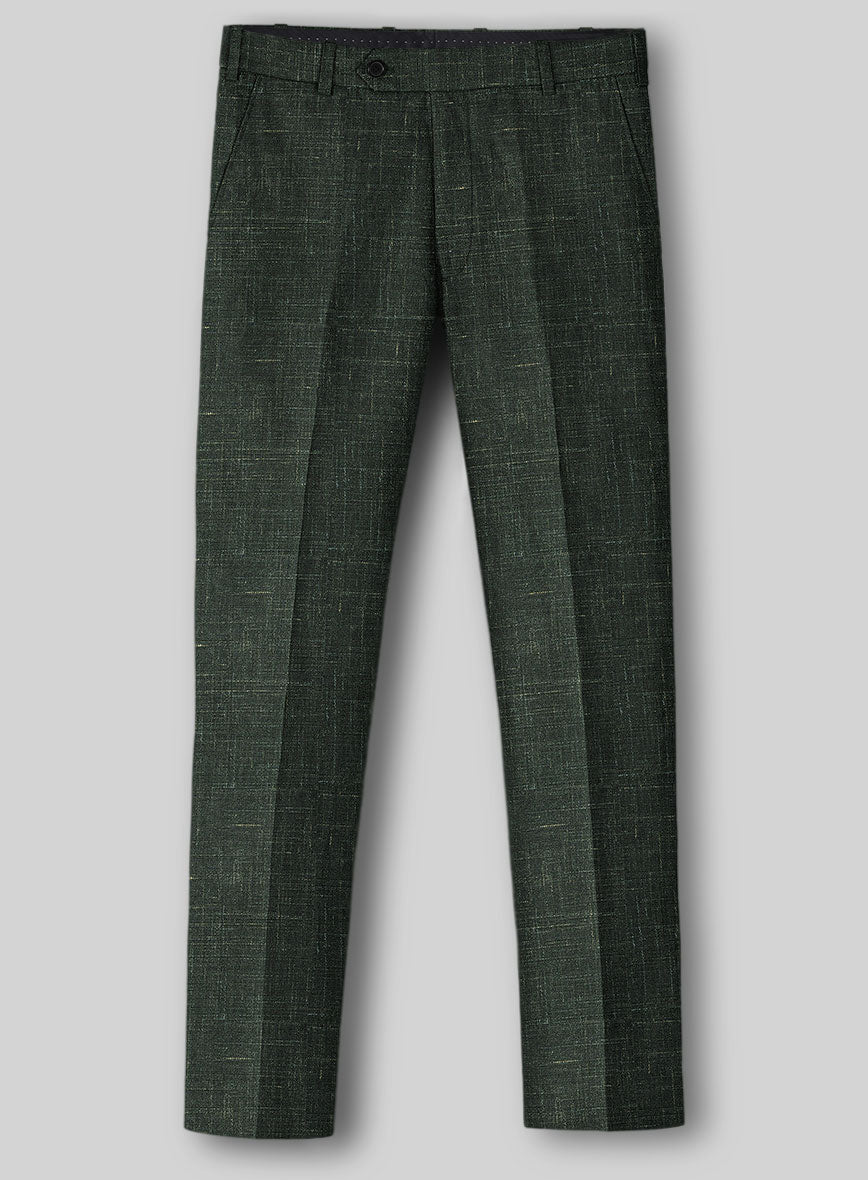 Italian Murano Bottle Green Wool Linen Pants - StudioSuits