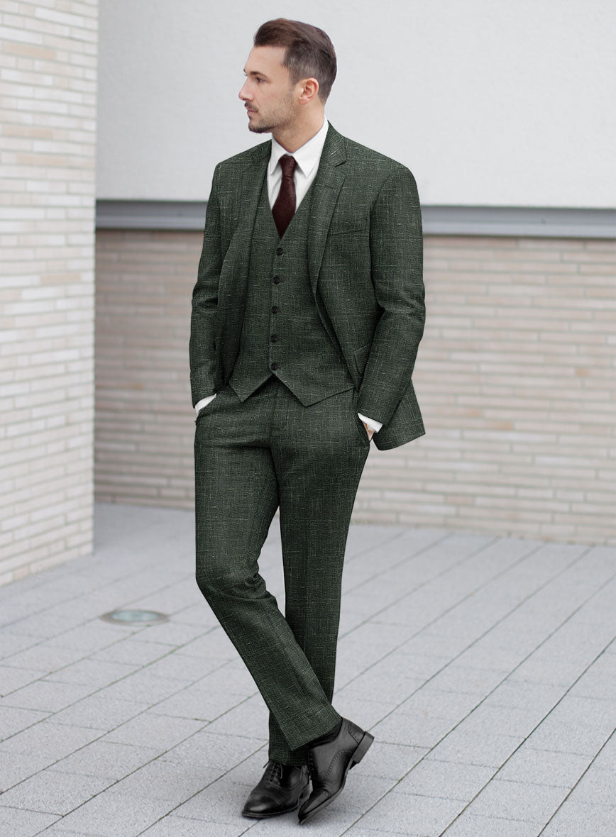 Italian Murano Bottle Green Wool Linen Suit - StudioSuits