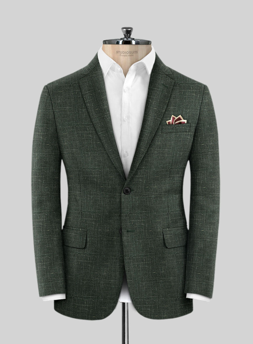 Italian Murano Bottle Green Wool Linen Suit - StudioSuits