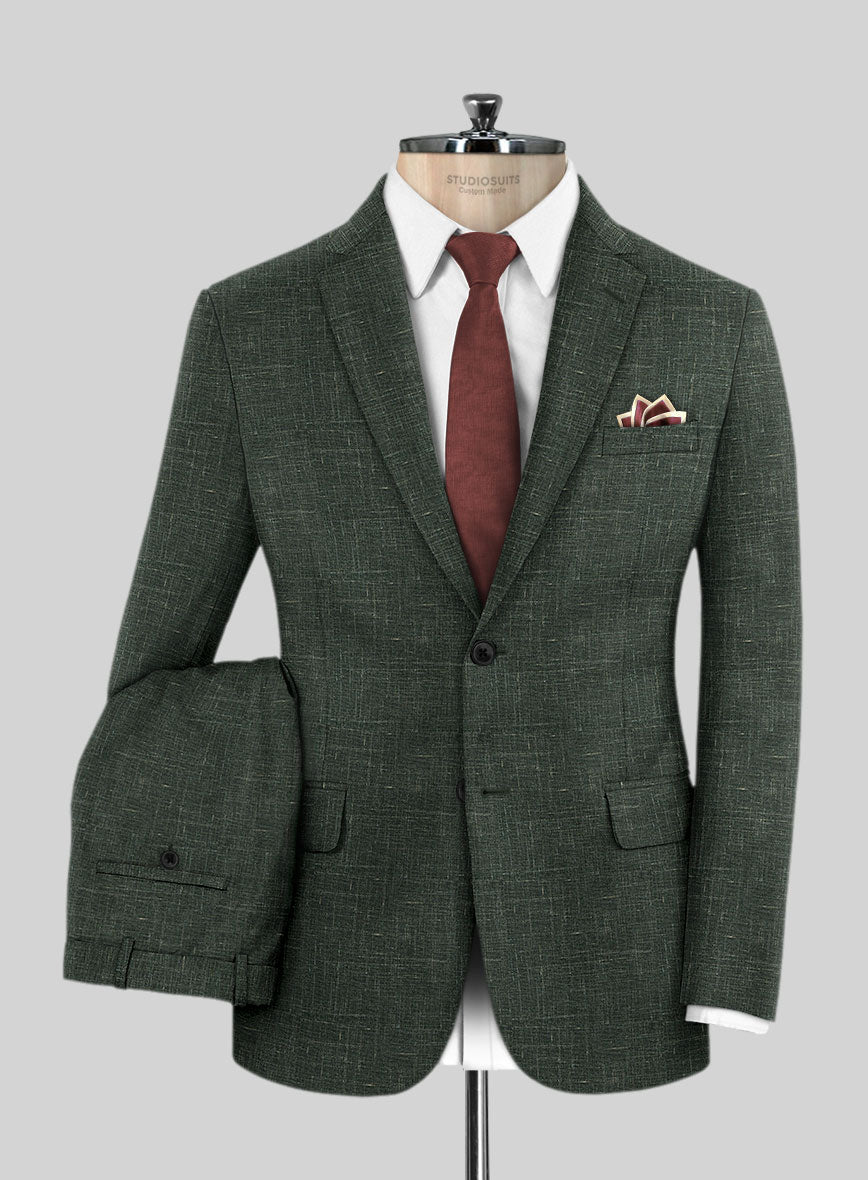 Italian Murano Bottle Green Wool Linen Suit - StudioSuits