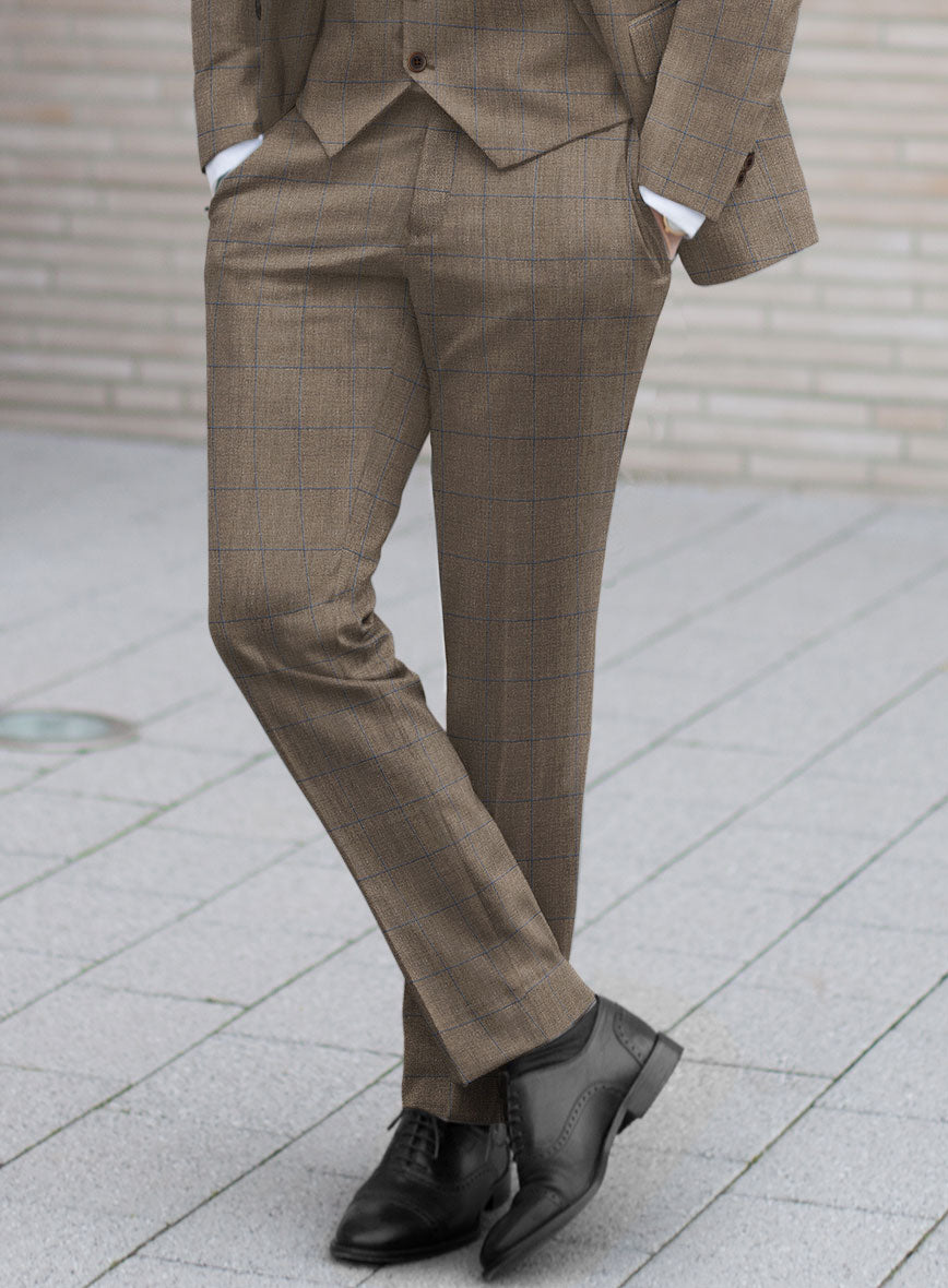 Italian Murano Cedra Brown Wool Linen Silk Pants - StudioSuits