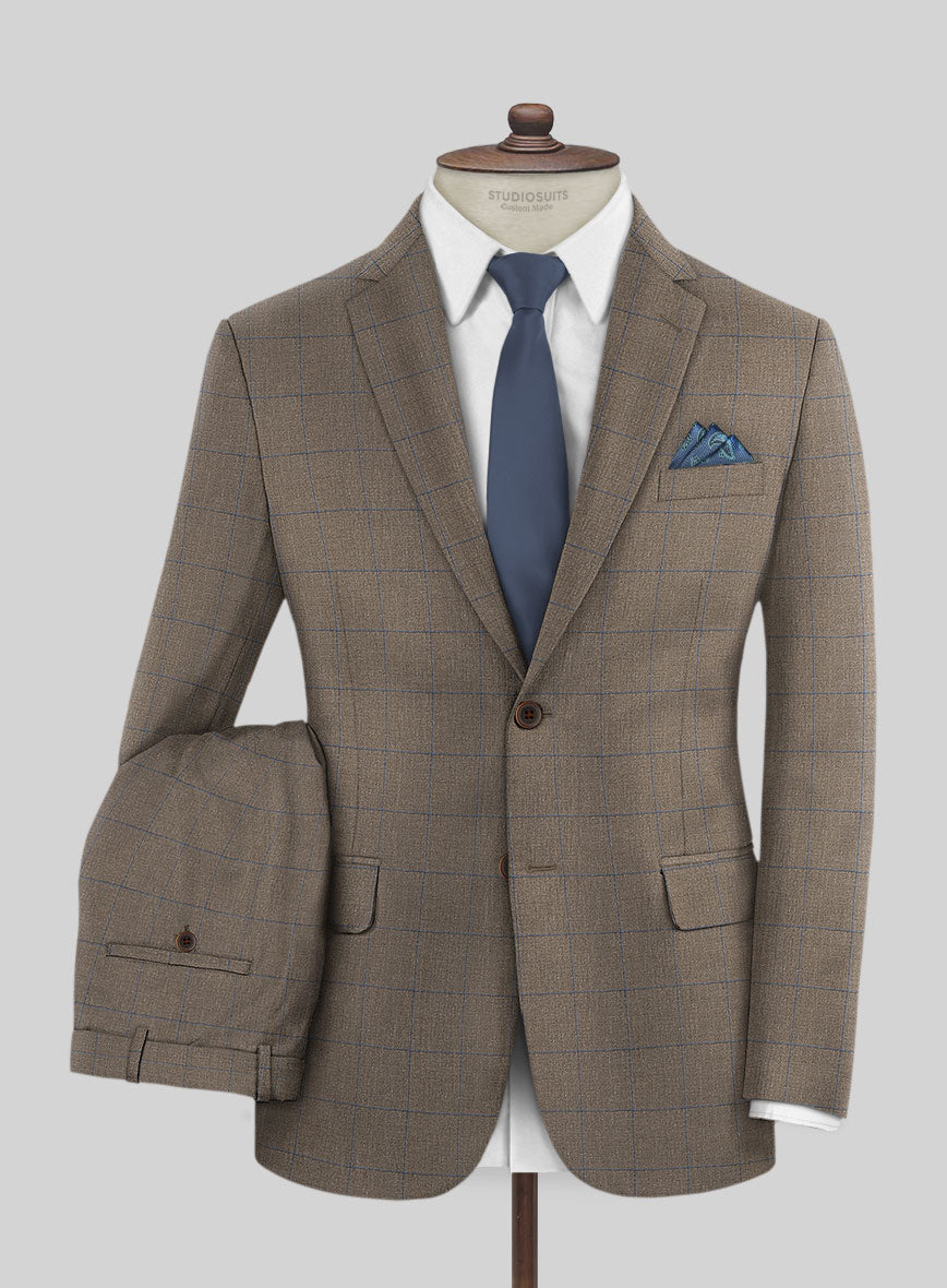 Italian Murano Cedra Brown Wool Linen Silk Suit - StudioSuits