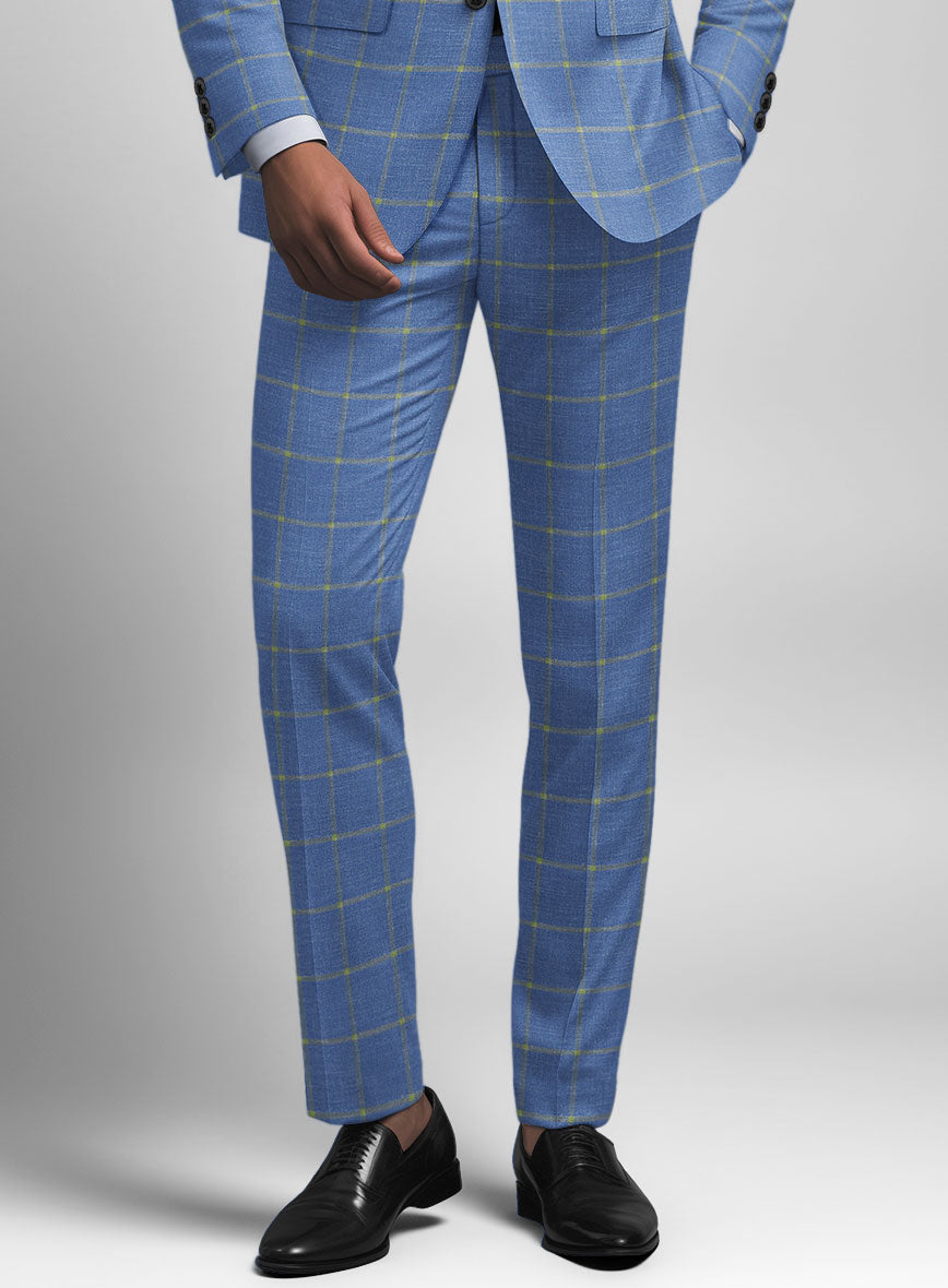 Italian Murano Eginda Blue Wool Linen Pants - StudioSuits