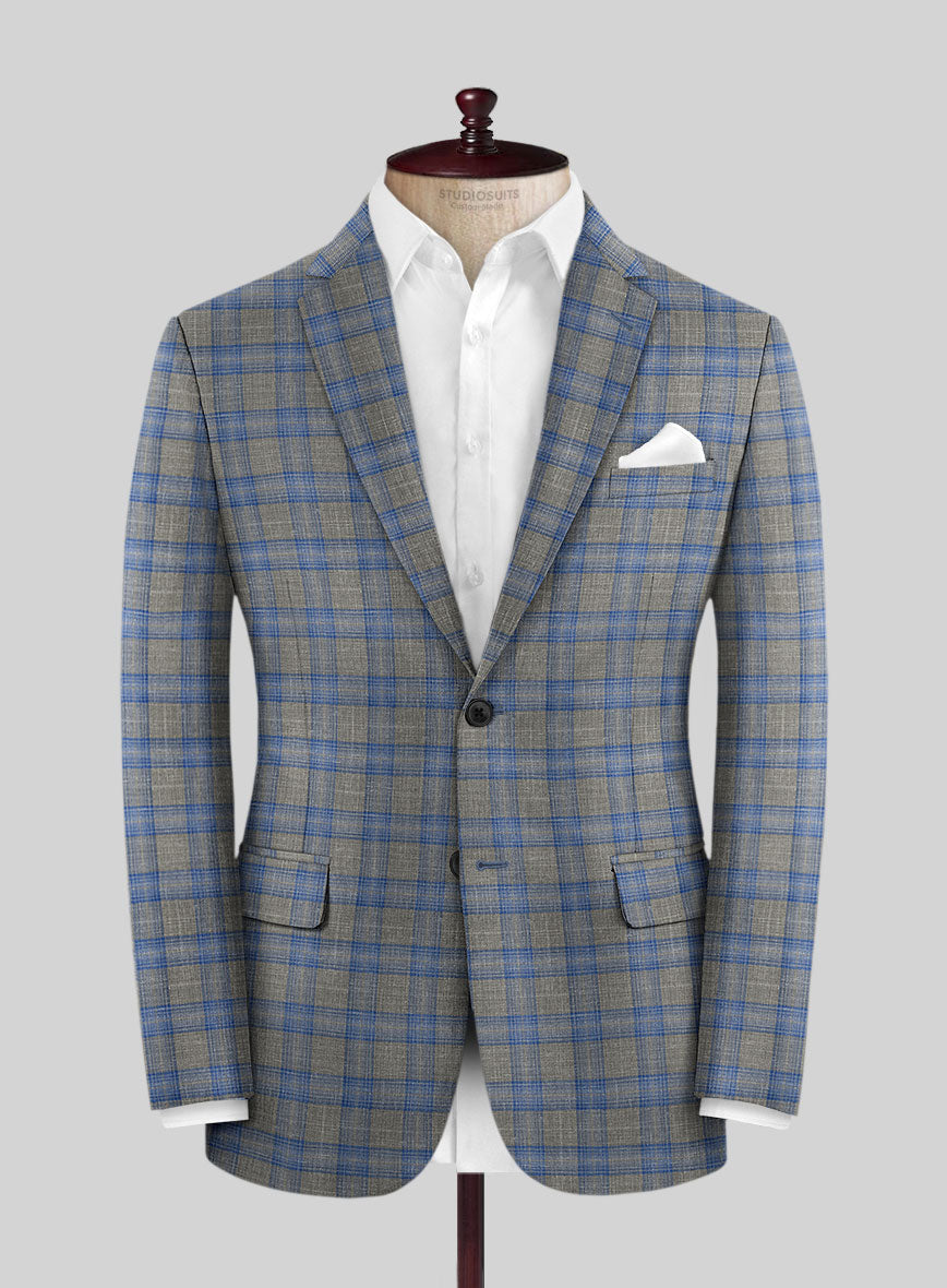 Italian Murano Gnatio Blue Gray Wool Linen Jacket - StudioSuits