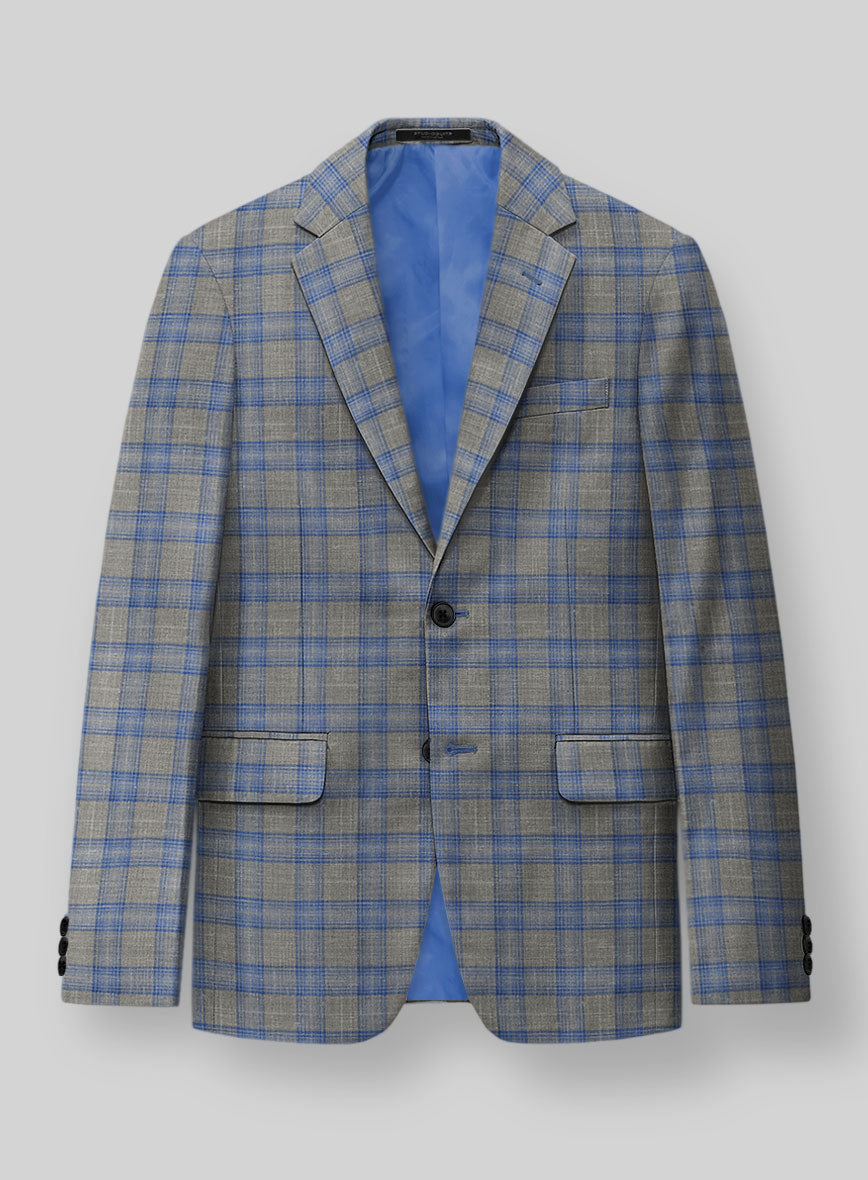 Italian Murano Gnatio Blue Gray Wool Linen Jacket - StudioSuits