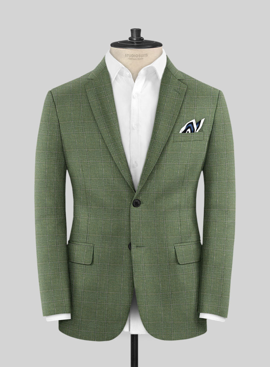 Italian Murano Gumil Green Wool Linen Silk Jacket - StudioSuits