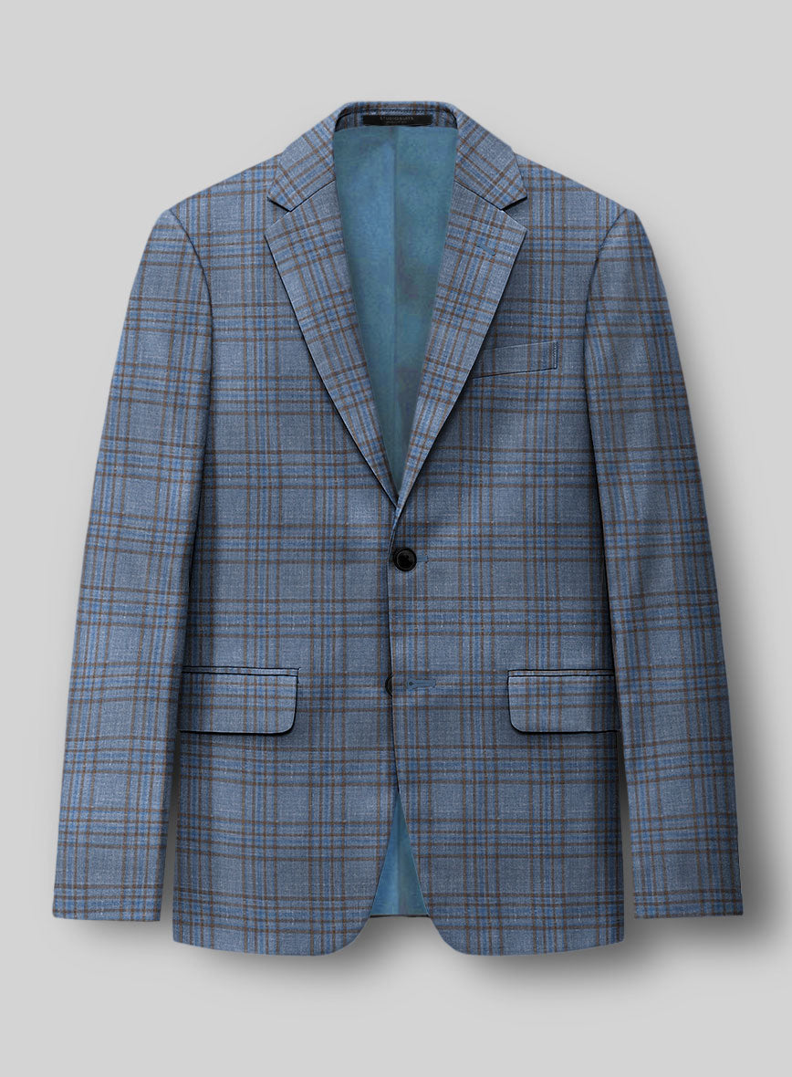 Italian Murano Herita Blue Wool Linen Suit - StudioSuits