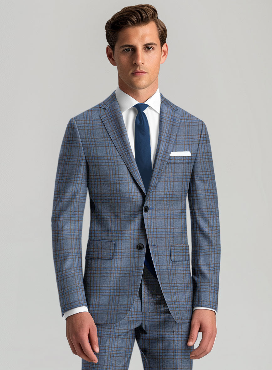 Italian Murano Herita Blue Wool Linen Suit - StudioSuits