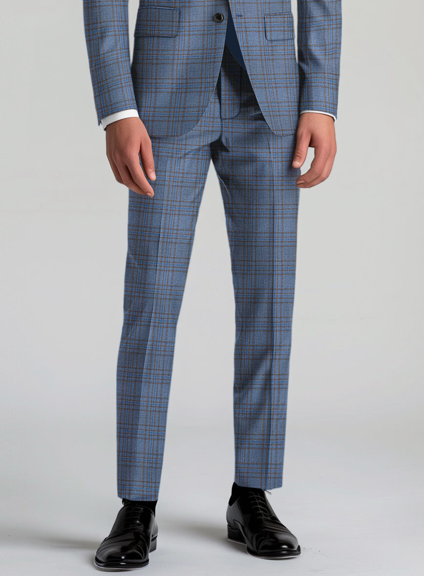 Italian Murano Herita Blue Wool Linen Suit - StudioSuits