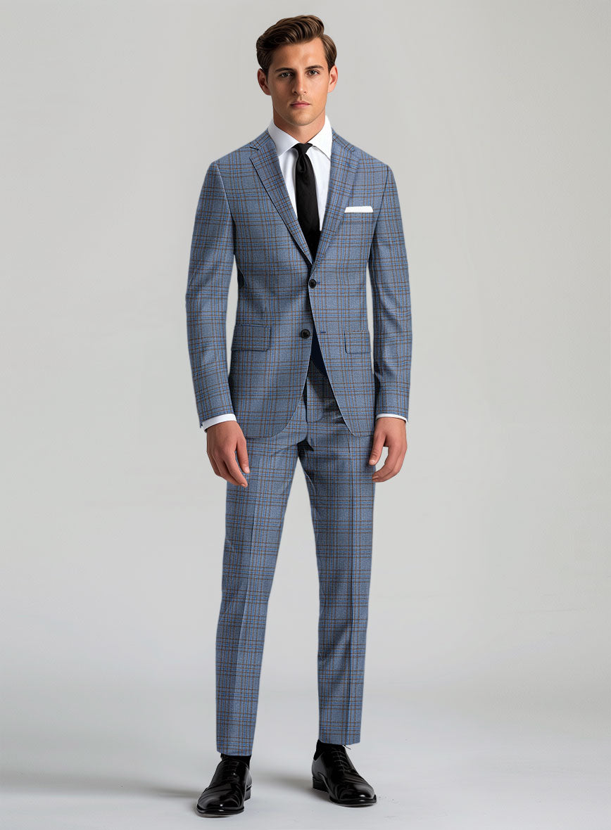 Italian Murano Herita Blue Wool Linen Suit - StudioSuits